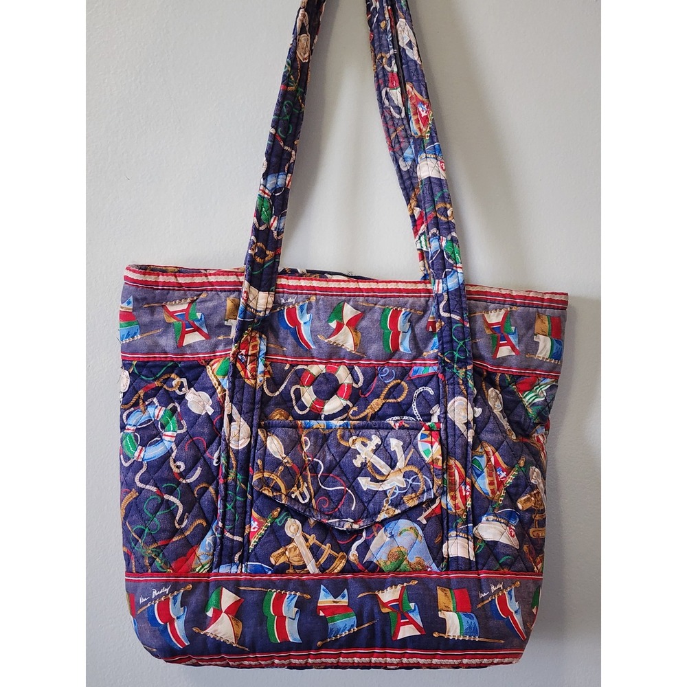 Vintage 1994 Vera Bradley Regatta Tote Bag Quilted Nautical Anchors Made in USA